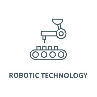 Robotik teknoloji vektör çizgi simgesi, doğrusal kavram, anahat işareti, sembol