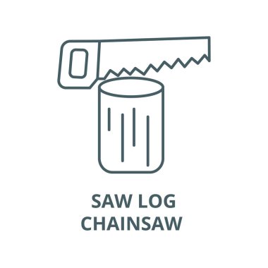 Testere günlüğü, testere vektör çizgisi simgesi, doğrusal kavram, anahat işareti, sembol