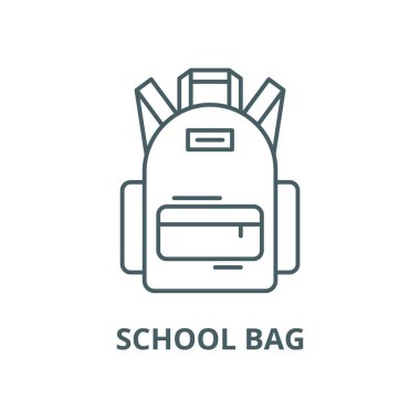 Okul çantası vektör çizgi simgesi, doğrusal kavram, anahat işareti, sembol