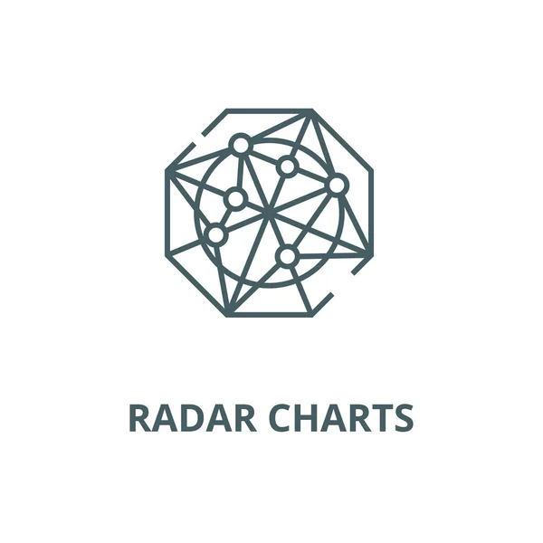 Gráficos de radar vector icono de línea, concepto lineal, signo de contorno, símbolo — Archivo Imágenes Vectoriales