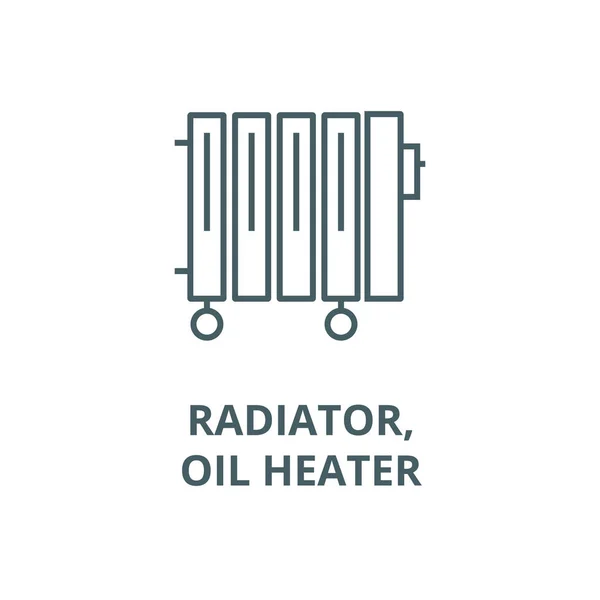 Radiador, icono de línea de vector de calentador de aceite, concepto lineal, signo de contorno, símbolo — Archivo Imágenes Vectoriales
