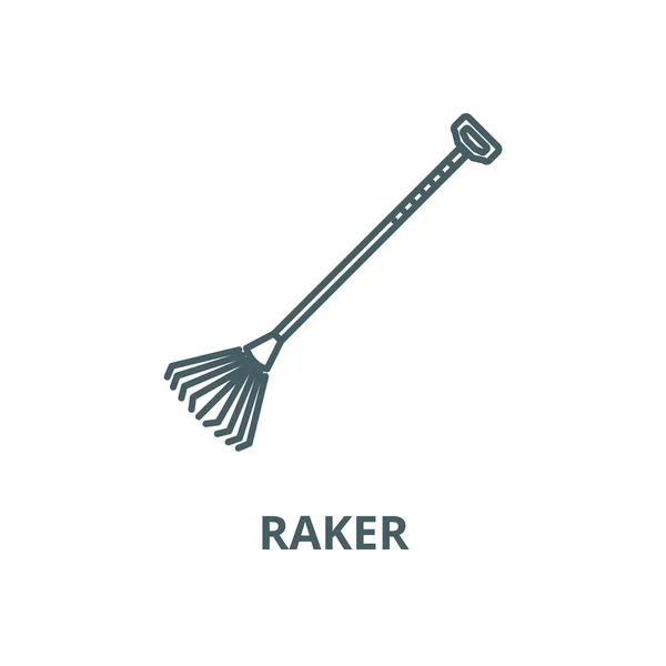 Raker vector línea icono, concepto lineal, signo de contorno, símbolo — Vector de stock
