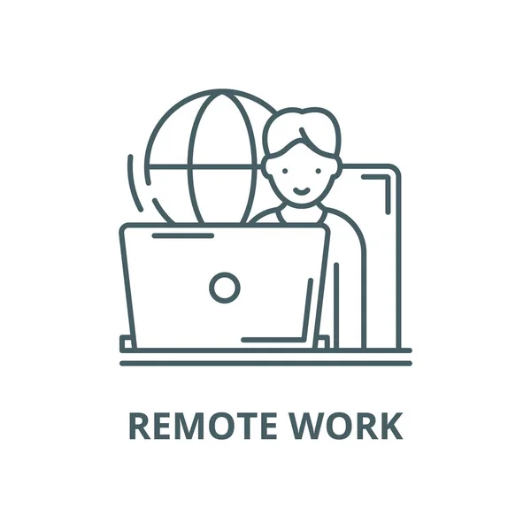 Remote Work Vektor Line Icon, lineares Konzept, Umrisszeichen, Symbol — Stockvektor