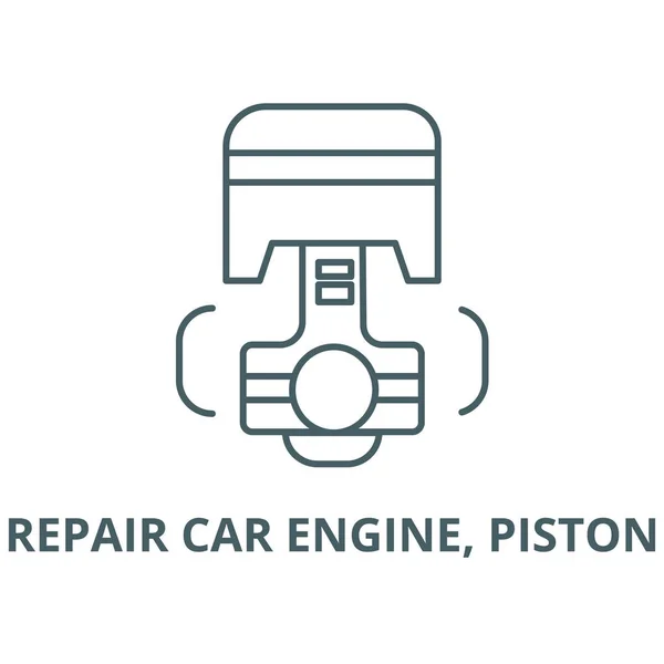 Reparatie auto motor, zuiger vector lijn icon, lineair concept, omtrek teken, symbool — Stockvector