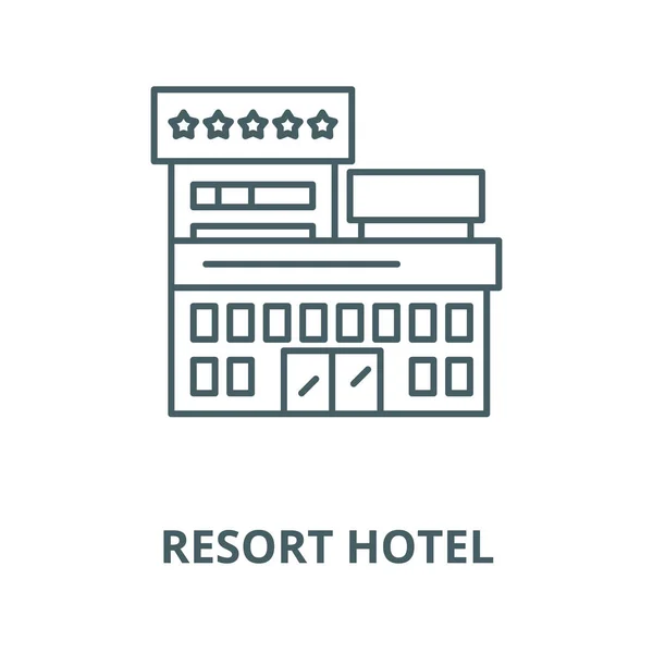 Resort otel vektör çizgisi simgesi, doğrusal konsept, anahat işareti, sembol — Stok Vektör