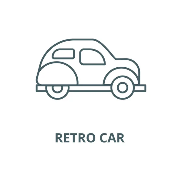 Icono de línea vectorial coche retro, concepto lineal, signo de contorno, símbolo — Vector de stock