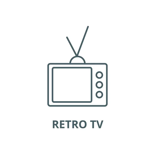 Retro TV vector lijn icon, lineair concept, omtrek teken, symbool — Stockvector