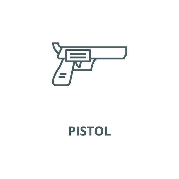 Revolver, pistool vector lijn icon, lineair concept, omtrek teken, symbool — Stockvector