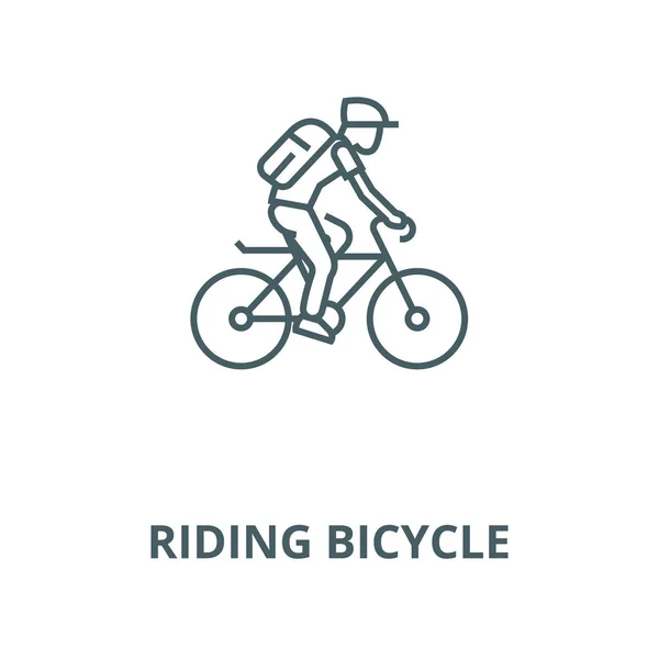 Binicilik bisiklet vektör çizgisi simgesi, doğrusal kavram, anahat işareti, sembol — Stok Vektör
