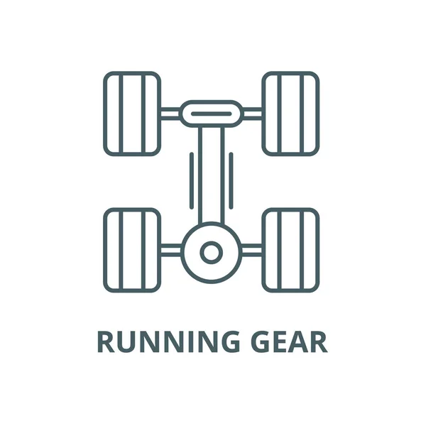 Running Gear Vector linje ikon, linjär koncept, kontur skylt, symbol — Stock vektor