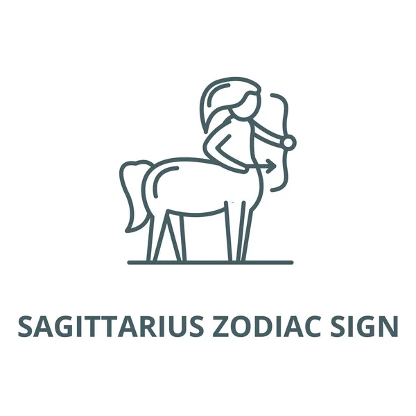 Sagittarius znak zodiaku ikona linii wektorowej, koncepcja liniowa, znak konspektu, symbol — Wektor stockowy