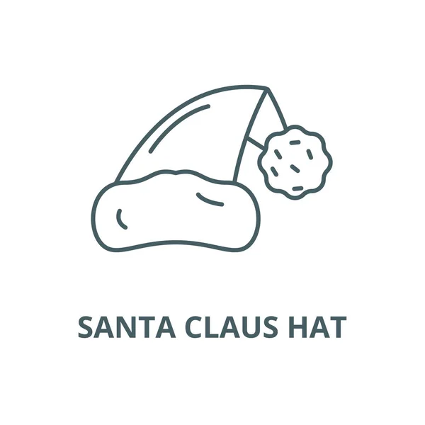 Ícone de linha vetorial de chapéu de Santa Claus, conceito linear, sinal de contorno, símbolo — Vetor de Stock