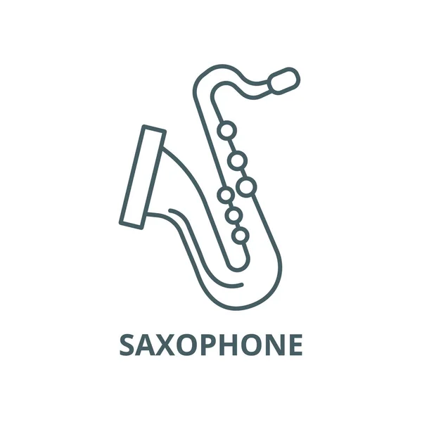 Saxofón vector línea icono, concepto lineal, signo de contorno, símbolo — Archivo Imágenes Vectoriales