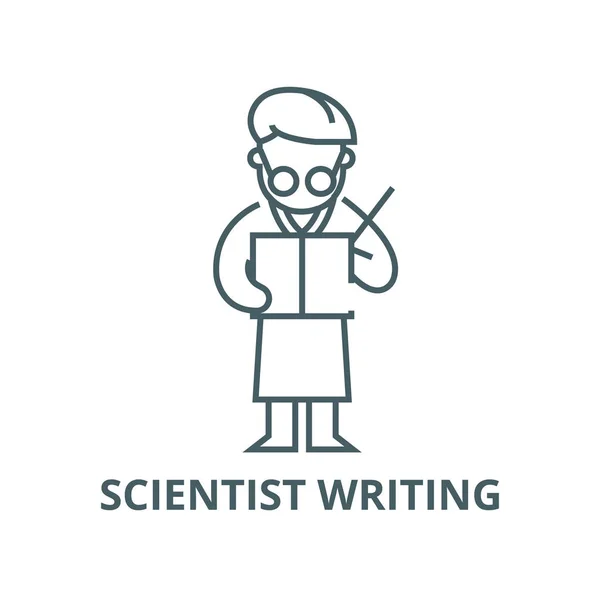 Scientist writing  vector line icon, linear concept, outline sign, symbol — Stock Vector