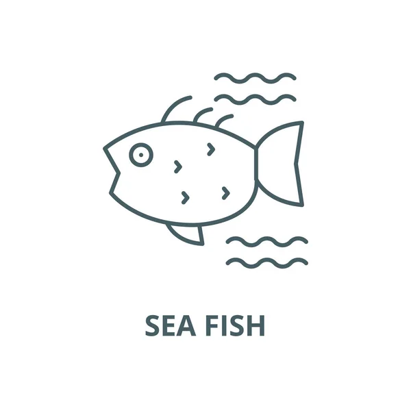 바다 물고기 벡터 선 아이콘, 선형 개념, 윤곽선 기호, 기호 — 스톡 벡터