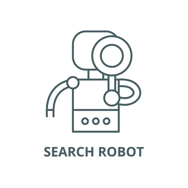 Robot de recherche icône de ligne vectorielle, concept linéaire, signe de contour, symbole — Image vectorielle