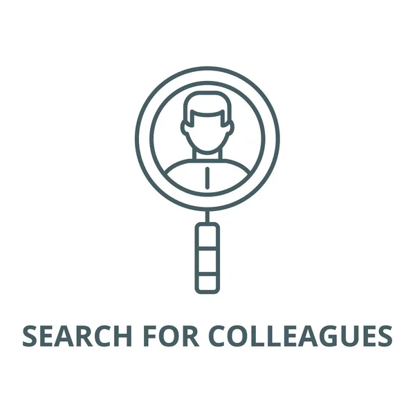 Search for colleagues vector line icon, linear concept, outline sign, symbol — Stock Vector