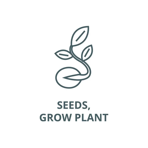 씨앗, 식물 벡터 라인 아이콘, 선형 개념, 윤곽 기호, 기호를 성장 — 스톡 벡터