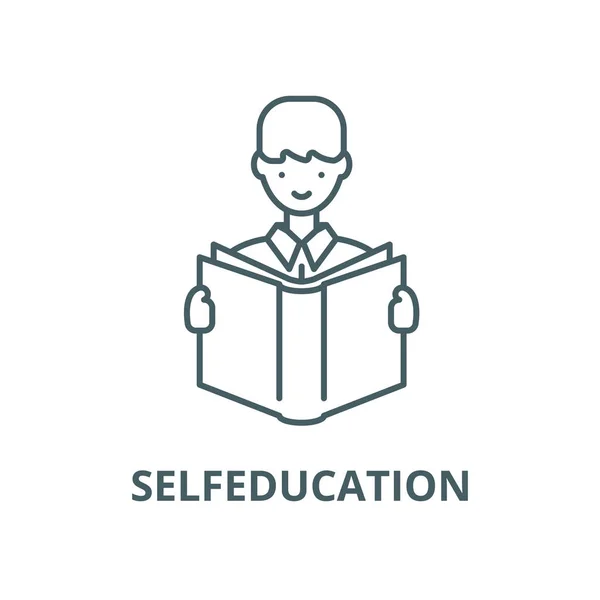 Selfeducation vetor ícone de linha, conceito linear, sinal de contorno, símbolo —  Vetores de Stock