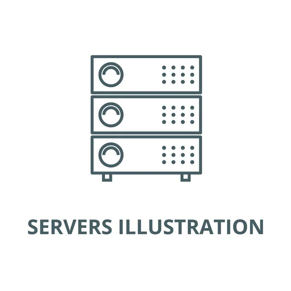 Server Illustration Vektor Liniensymbol, lineares Konzept, Umrisszeichen, Symbol — Stockvektor