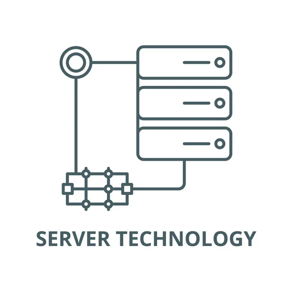 Ícone de linha de vetor de tecnologia de servidor, conceito linear, sinal de contorno, símbolo — Vetor de Stock