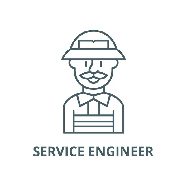 Service Engineer vector lijn pictogram, lineair concept, omtrek teken, symbool — Stockvector