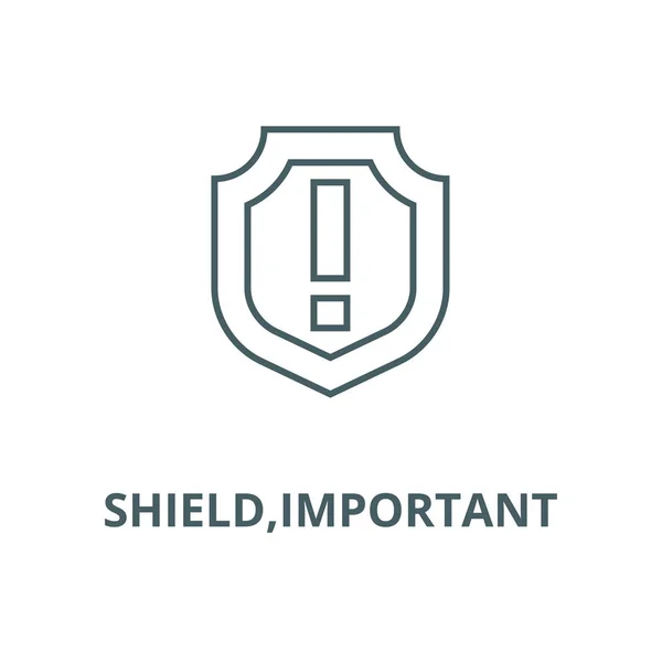 Shield,important vector line icon, linear concept, outline sign, symbol — Stock Vector