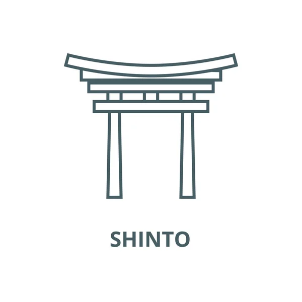 Shinto Vektor Linie Symbol, lineares Konzept, Umrisszeichen, Symbol — Stockvektor