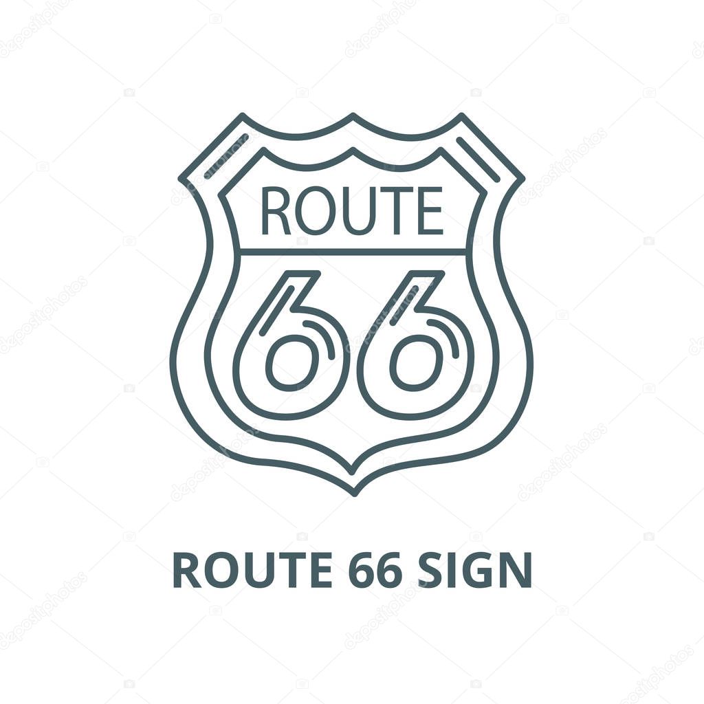 Route 66 sign vector line icon, linear concept, outline sign, symbol