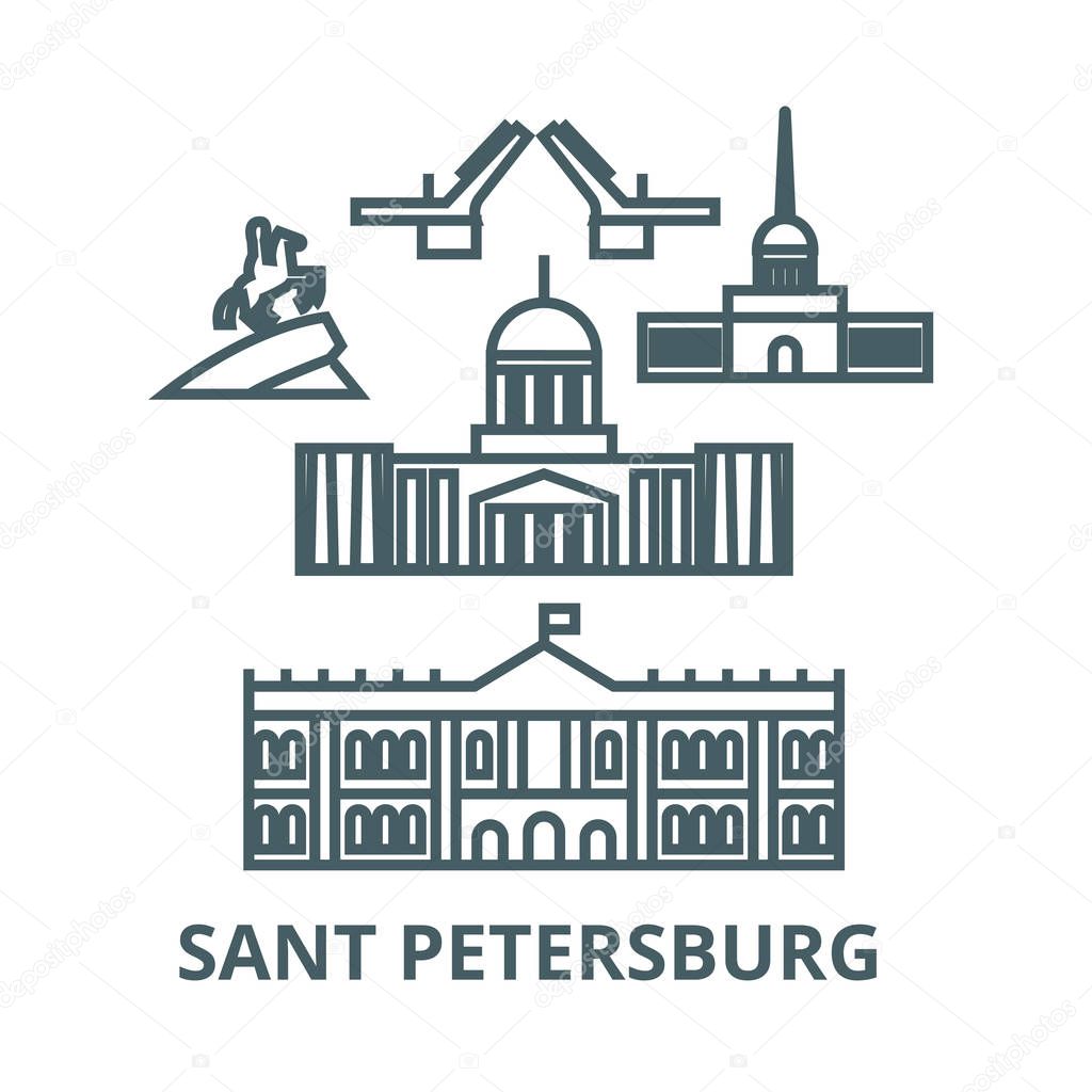 Sant petersburg, russia vector line icon, linear concept, outline sign, symbol