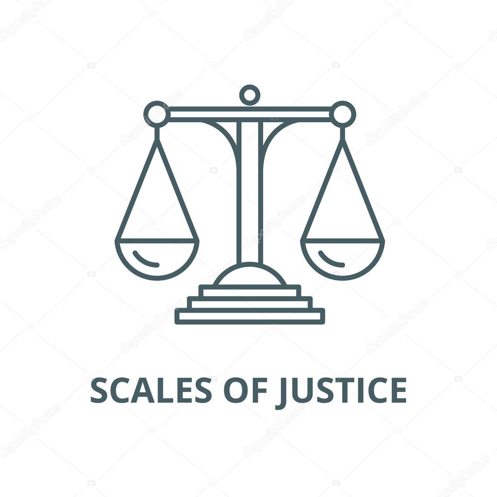 Scales of justice vector line icon, linear concept, outline sign, symbol