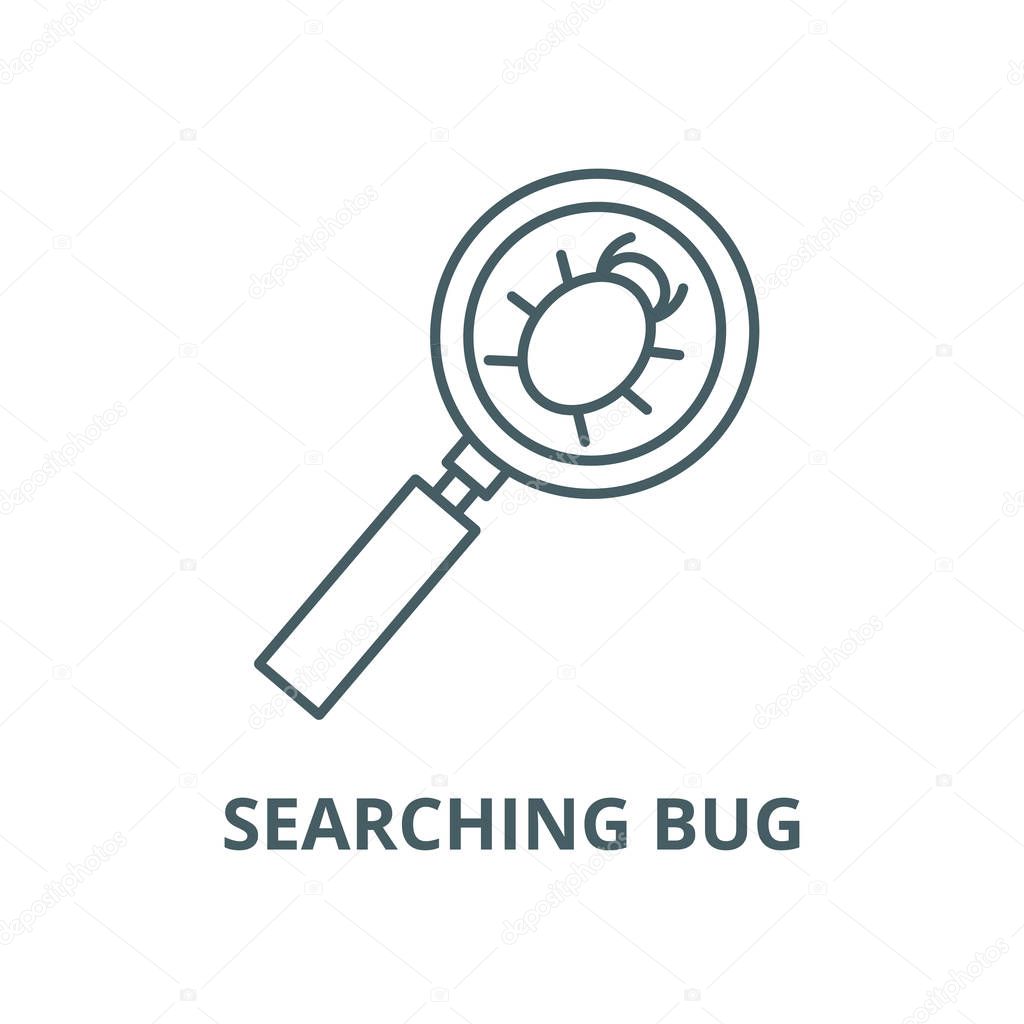 Searching bug vector line icon, linear concept, outline sign, symbol