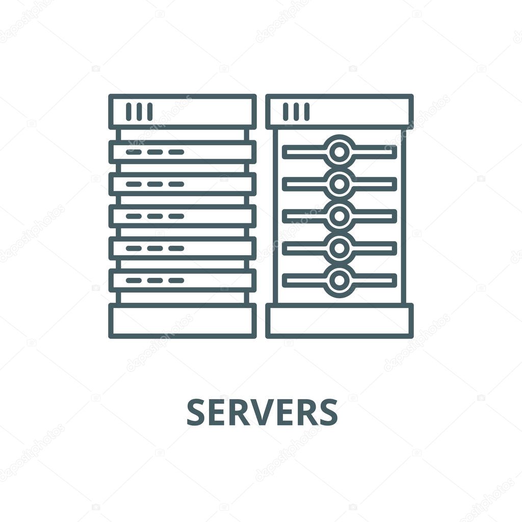 Servers vector line icon, linear concept, outline sign, symbol