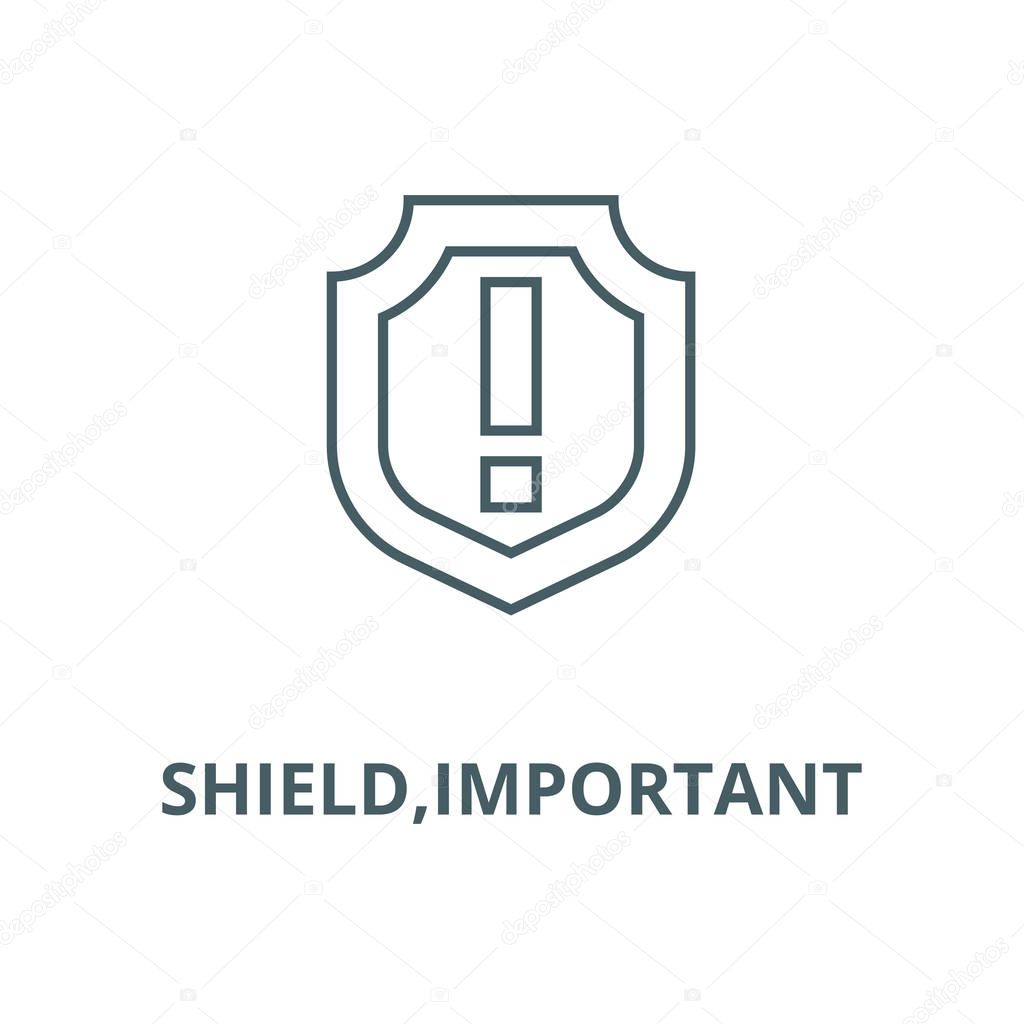 Shield,important vector line icon, linear concept, outline sign, symbol