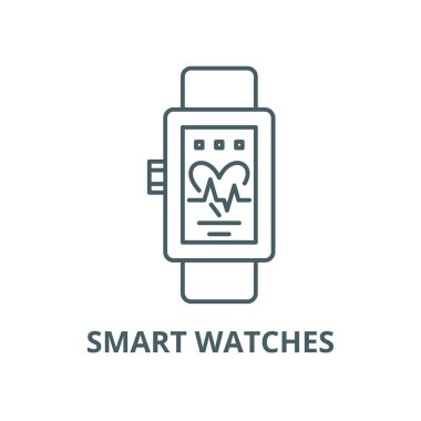 Akıllı saatler vektör çizgisi simgesi, doğrusal kavram, anahat işareti, sembol