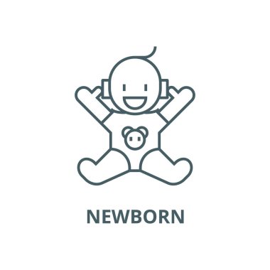 Açılan eller vektör çizgi simgesi, doğrusal kavram, anahat işareti, sembol ile Smile yenidoğan