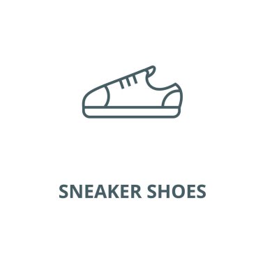 Sneaker ayakkabı vektör çizgi simgesi, doğrusal kavram, anahat işareti, sembol