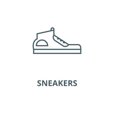 Sneakers vektör çizgi simgesi, doğrusal kavram, anahat işareti, sembol