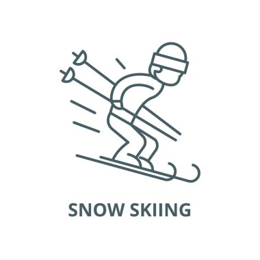 Kar kayağı vektör çizgisi simgesi, doğrusal konsept, anahat işareti, sembol