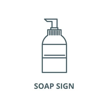 Sabun işareti vektör çizgi simgesi, doğrusal kavram, anahat işareti, sembol
