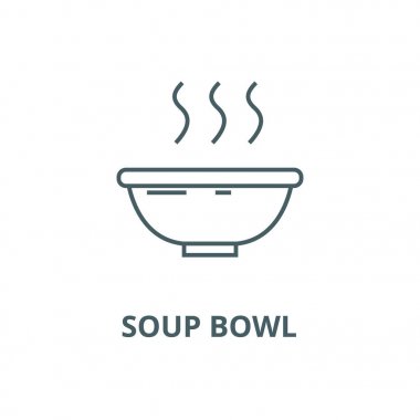 Çorba kase vektör çizgi simgesi, doğrusal kavram, anahat işareti, sembol