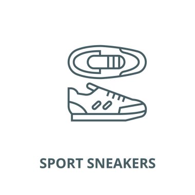Spor spor ayakkabıları vektör çizgi simgesi, doğrusal kavram, anahat işareti, sembol