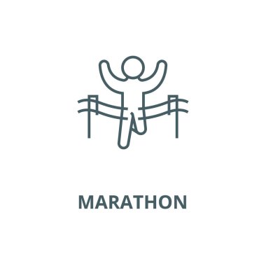 Maraton vektör çizgisi simgesi, doğrusal kavram, anahat işareti, sembol