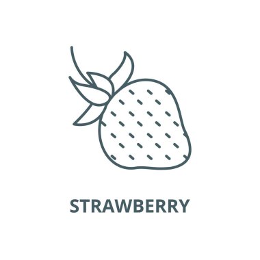 Çilek vektör çizgi simgesi, doğrusal kavram, anahat işareti, sembol