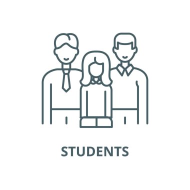 Öğrenciler vektör çizgisi simgesi, doğrusal kavram, anahat işareti, sembol