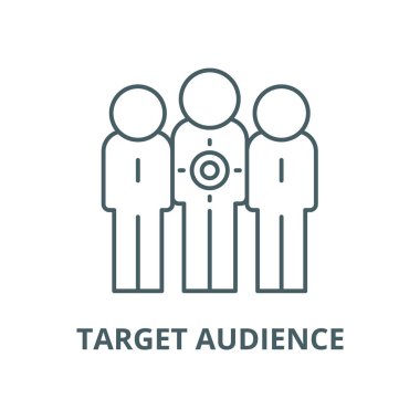 Hedef kitle vektör çizgisi simgesi, doğrusal kavram, anahat işareti, sembol
