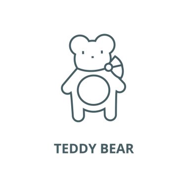 Teddy bear vektör çizgi simgesi, doğrusal kavram, anahat işareti, sembol
