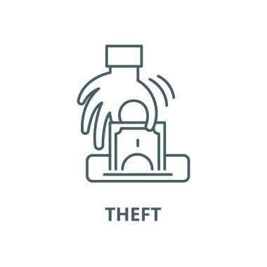 Hırsızlık vektör satırı simgesi, doğrusal kavram, anahat işareti, sembol