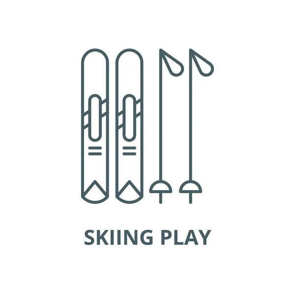 스키 플레이 벡터 라인 아이콘, 선형 개념, 윤곽 선, 기호 — 스톡 벡터