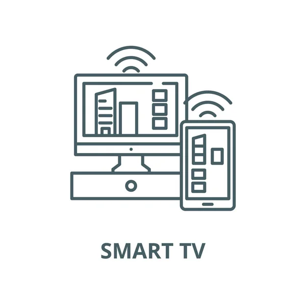 Smart TV vector lijn icon, lineair concept, omtrek teken, symbool — Stockvector